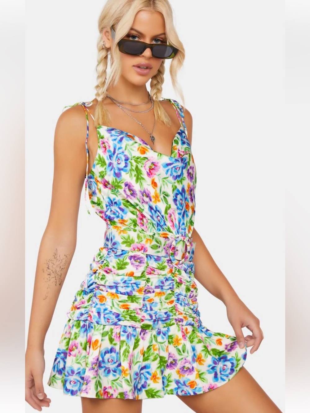 NWT For Love and Lemons Floral Spaghetti Strap Mini Dress